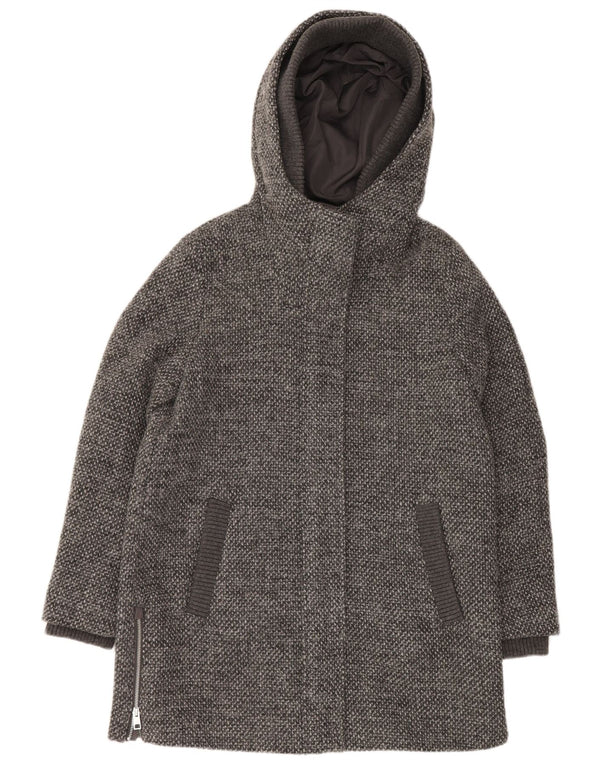 Esprit Womens Hooded Overcoat UK 16 Large Grey Flecked Polyester