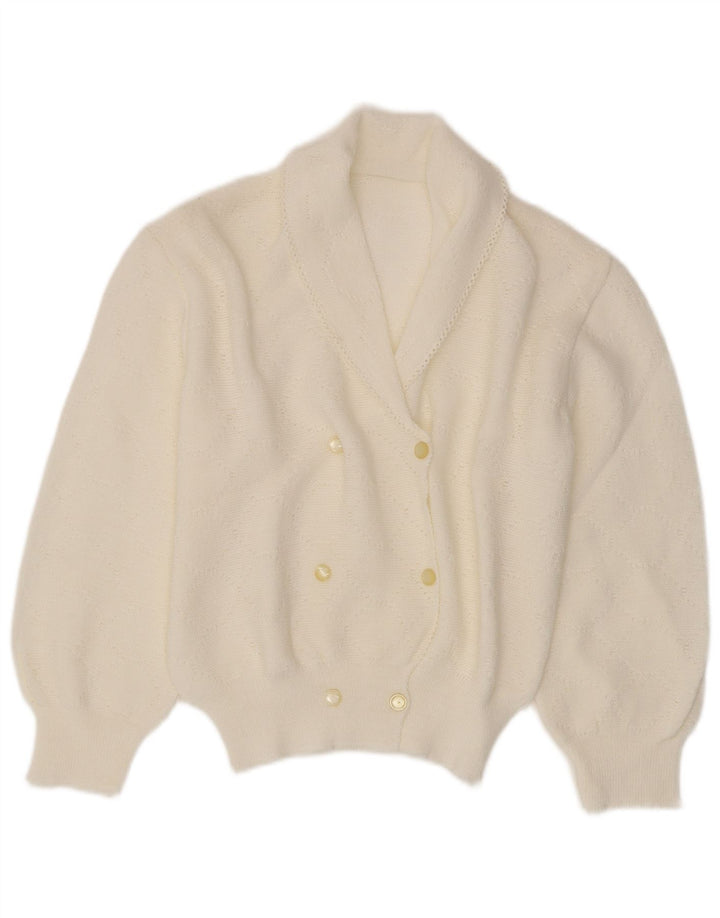 Vintage Womens Cardigan Sweater UK 12 Medium White