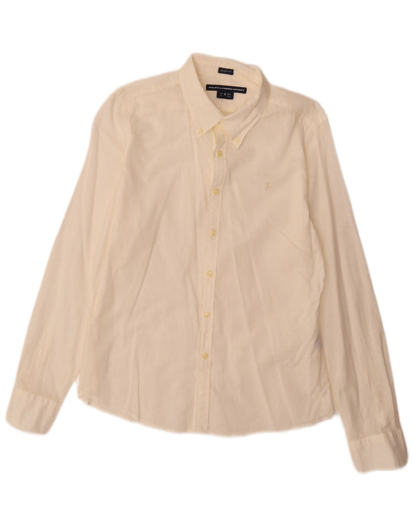 Ralph Lauren Womens Skinny Fit Shirt US 12 Large Off White Cotton