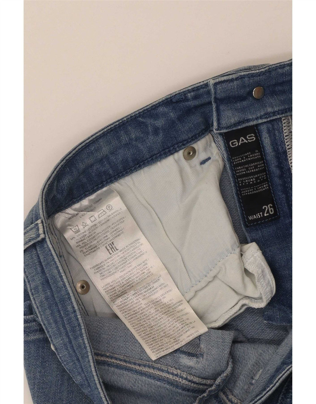 Gas Womens Regular Fit Denim Shorts W26 Small Blue Cotton
