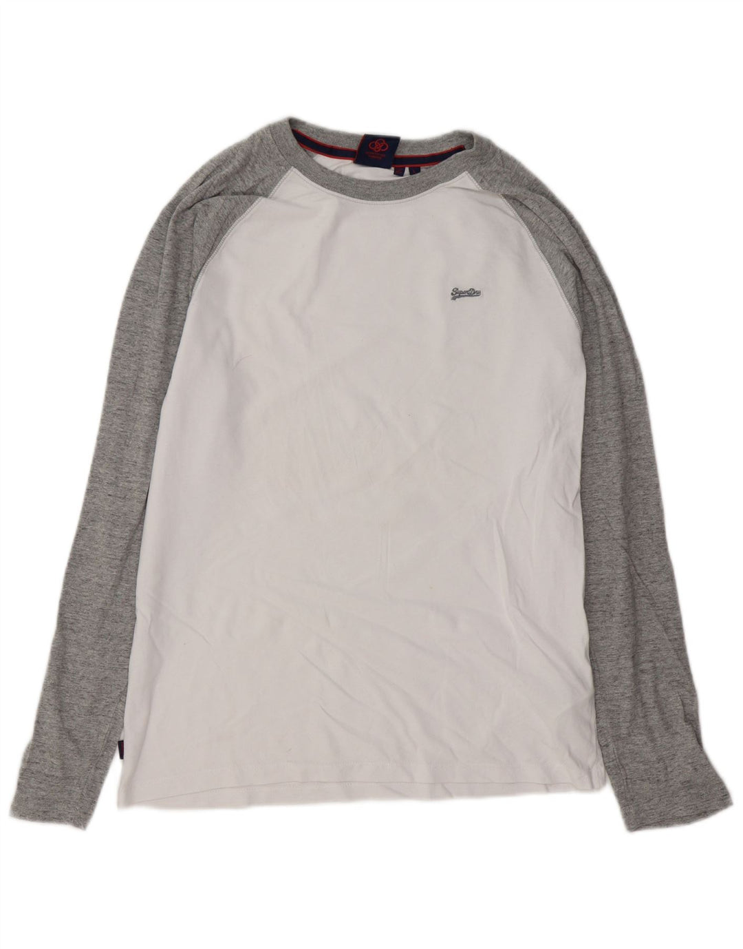 SUPERDRY Mens Top Long Sleeve Large White Colourblock Cotton