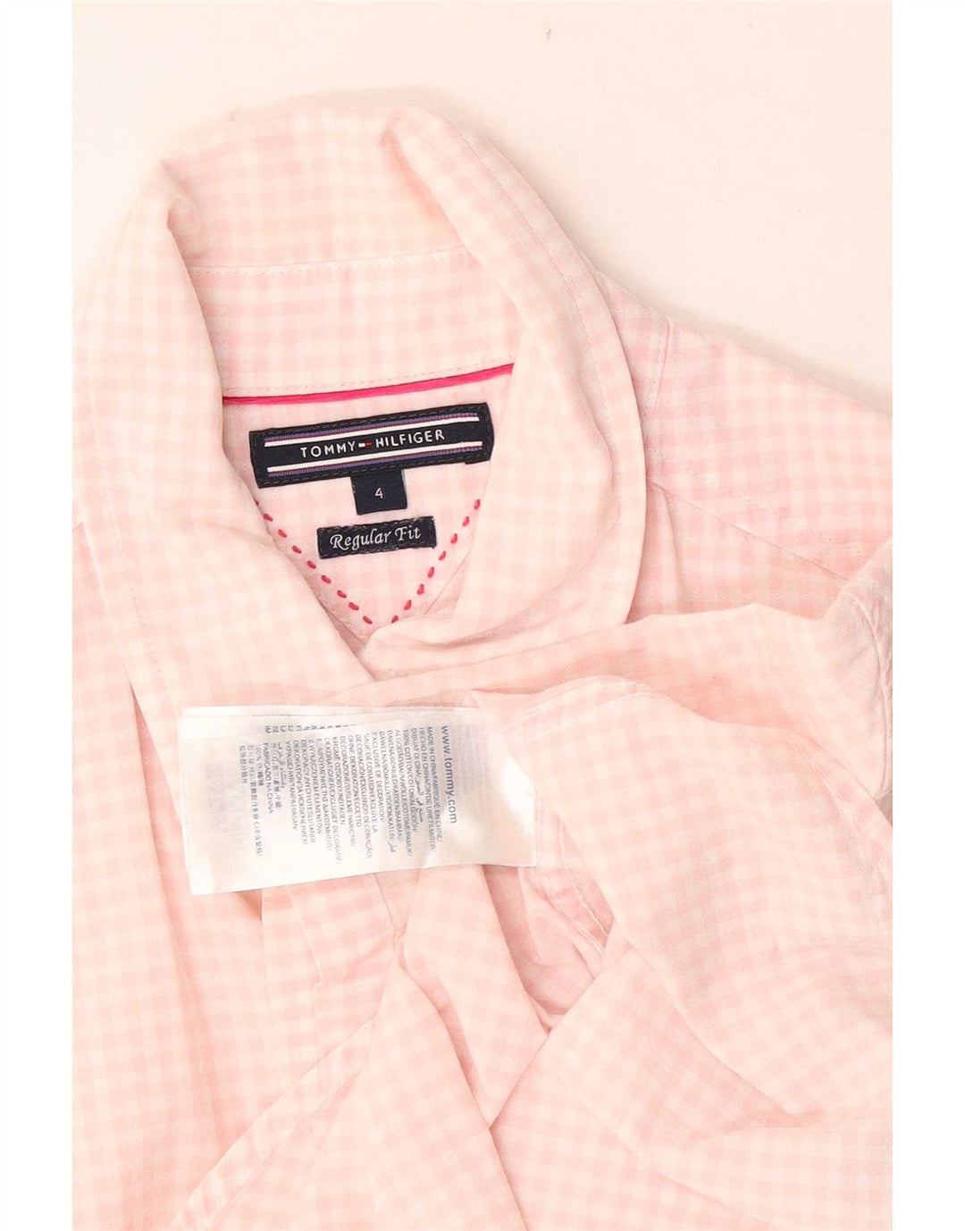 Tommy Hilfiger Womens Short Sleeve Shirt US 4 Small Pink Gingham
