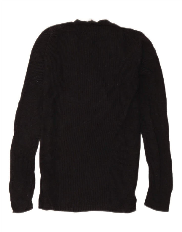 Gap Womens Knit Regular Fit Top Long Sleeve UK 12 Medium Black Viscose