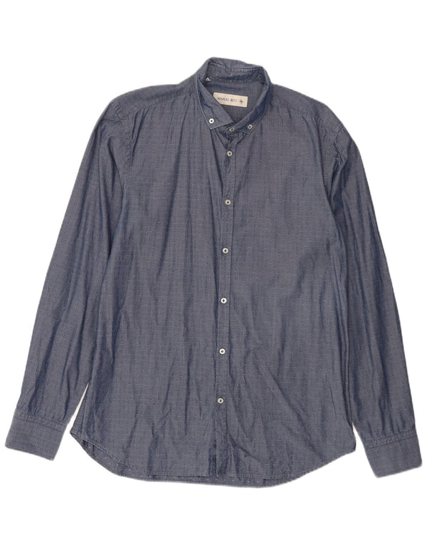 Manuel Ritz Mens Shirt Size 42 16 1/2 Large Blue Cotton