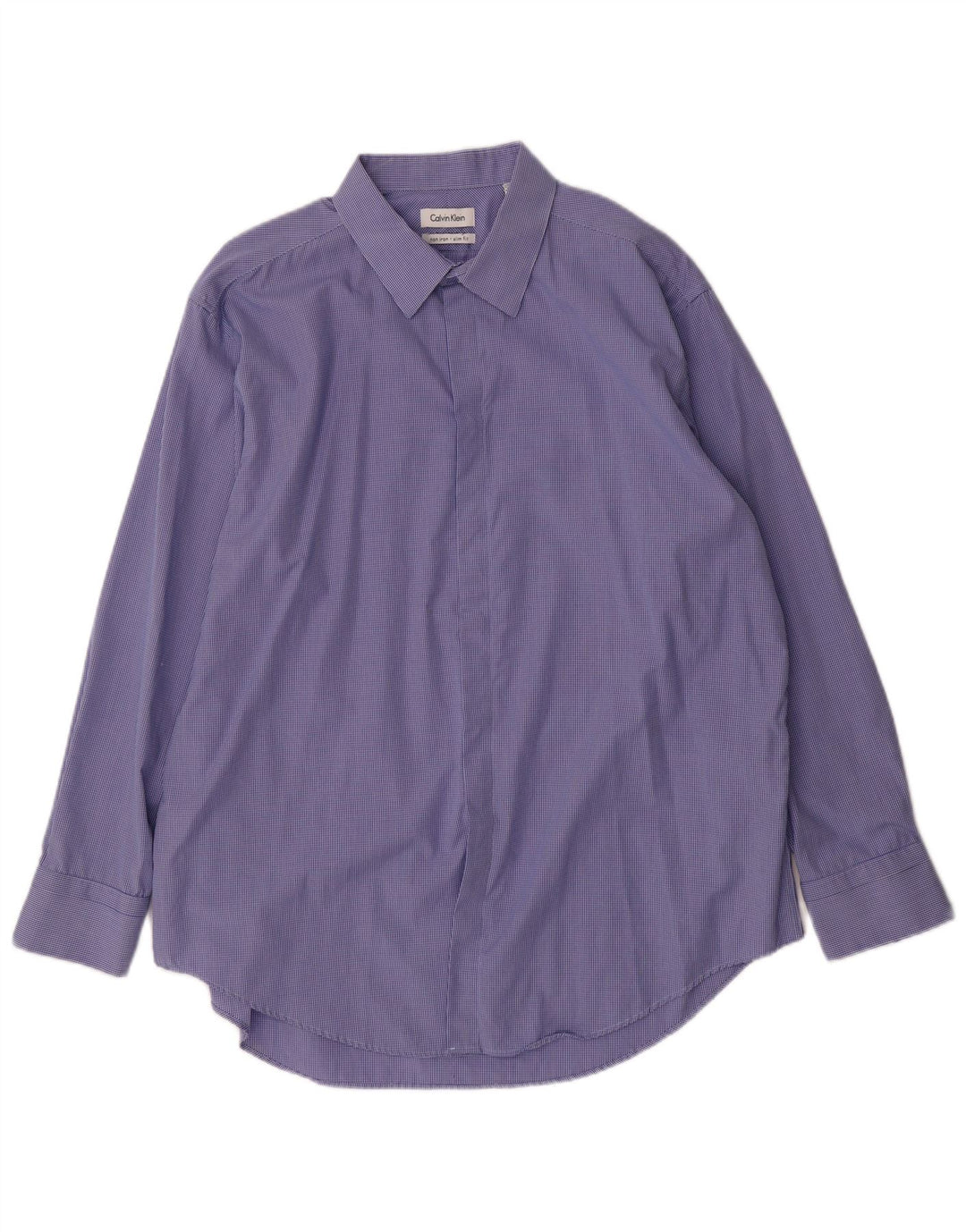 CALVIN KLEIN Mens Slim Fit Shirt Size 17 1/2 XL Blue Check Cotton