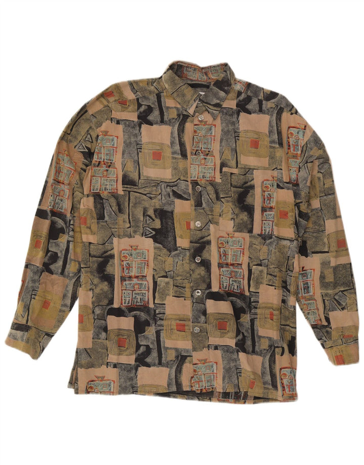 Vintage Mens Shirt Large Multicoloured Patchwork Cotton