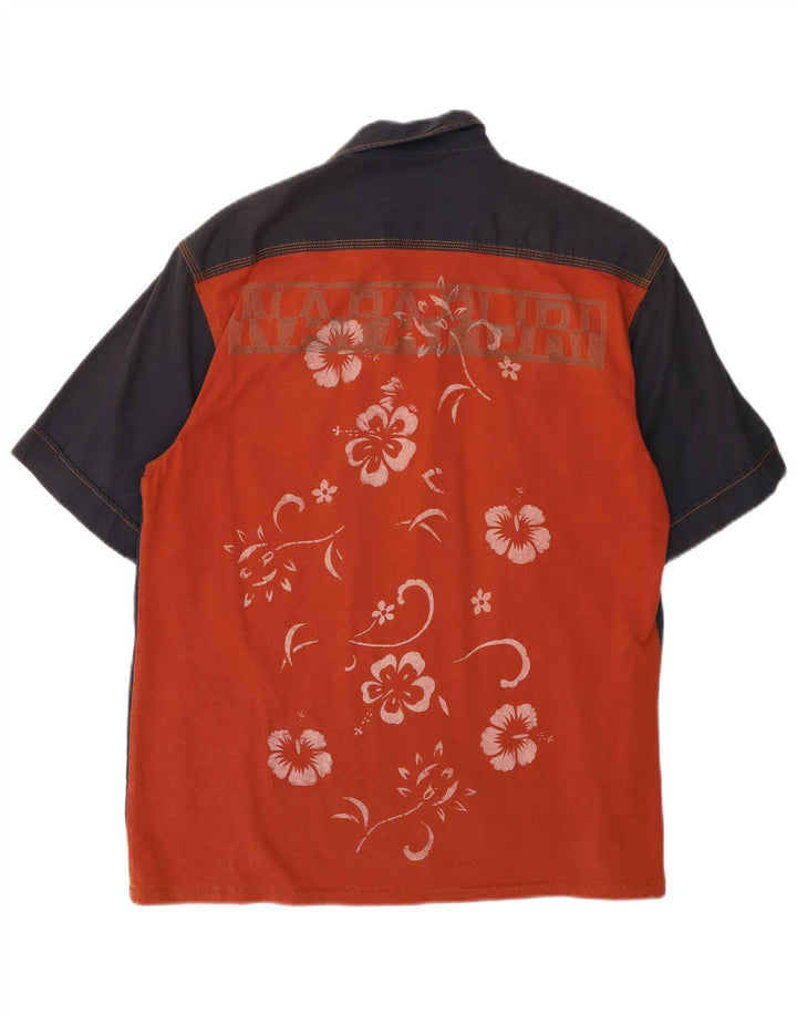 NAPAPIJRI Mens Graphic Short Sleeve Shirt Medium Navy Blue Floral