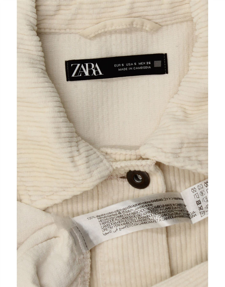 Zara Womens Oversized Corduroy Jacket UK 10 Small Off White Cotton