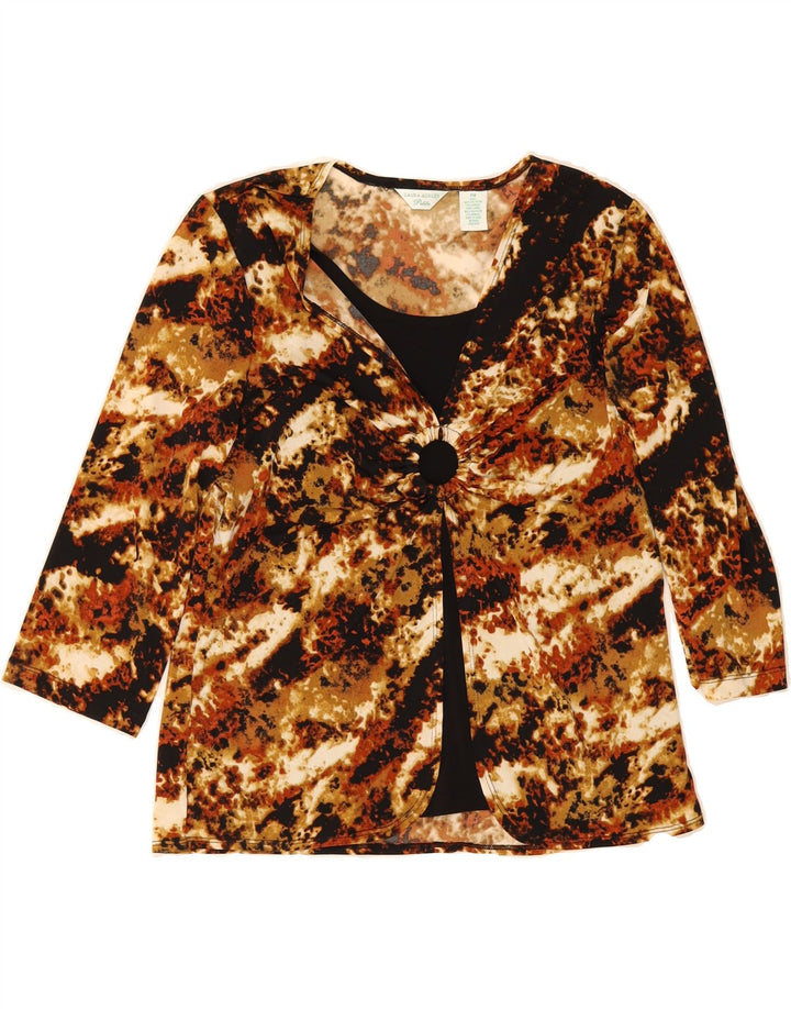 LAURA ASHLEY Womens Petite Abstract Pattern Blouse Top UK 14 Medium Brown Vintage Laura Ashley and Second-Hand Laura Ashley from Messina Hembry 
