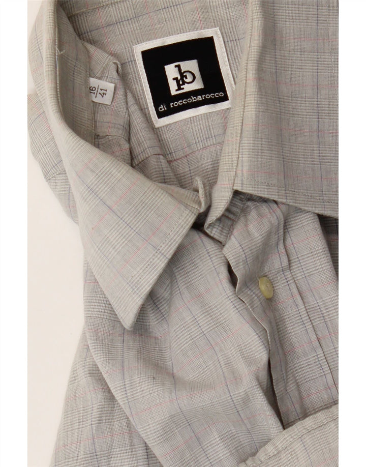 ROCCOBAROCCO Mens Shirt Size 16 41 Large Grey Check