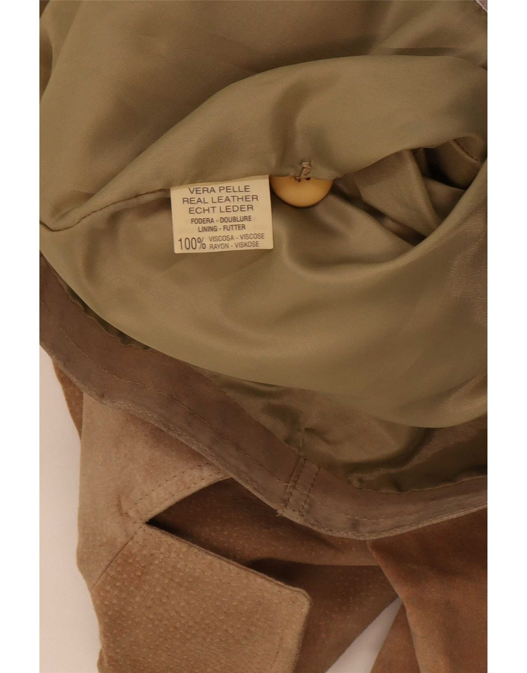 Donna Pelle Womens Suede Jacket IT 44 Medium Beige Leather