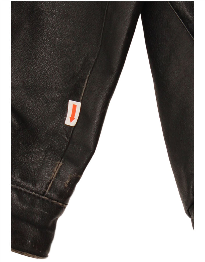 C & A Mens Leather Jacket EU 54 2XL Black Leather