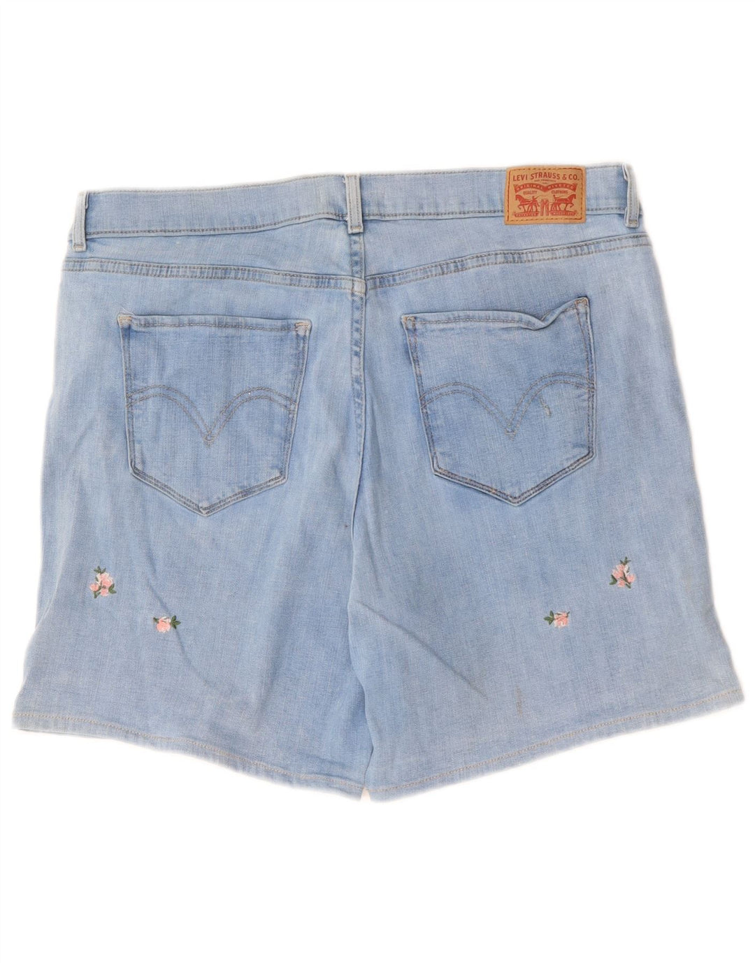 LEVI'S Womens Classic Denim Shorts W32 Large Blue Floral Cotton