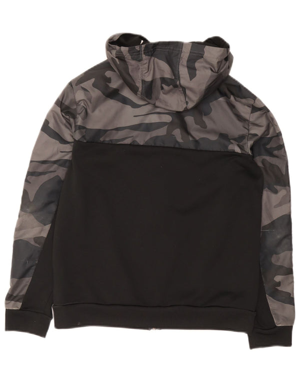 Adidas Boys Zip Hoodie Sweater 11-12 Years Black Camouflage Polyester