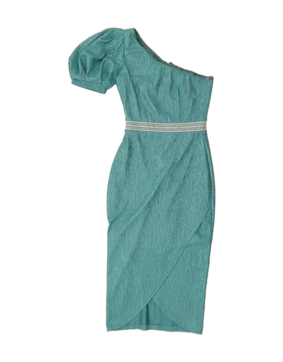 VINTAGE Womens One Shoulder Dress UK 8 Small  Turquoise Polyester Vintage Vintage and Second-Hand Vintage from Messina Hembry 