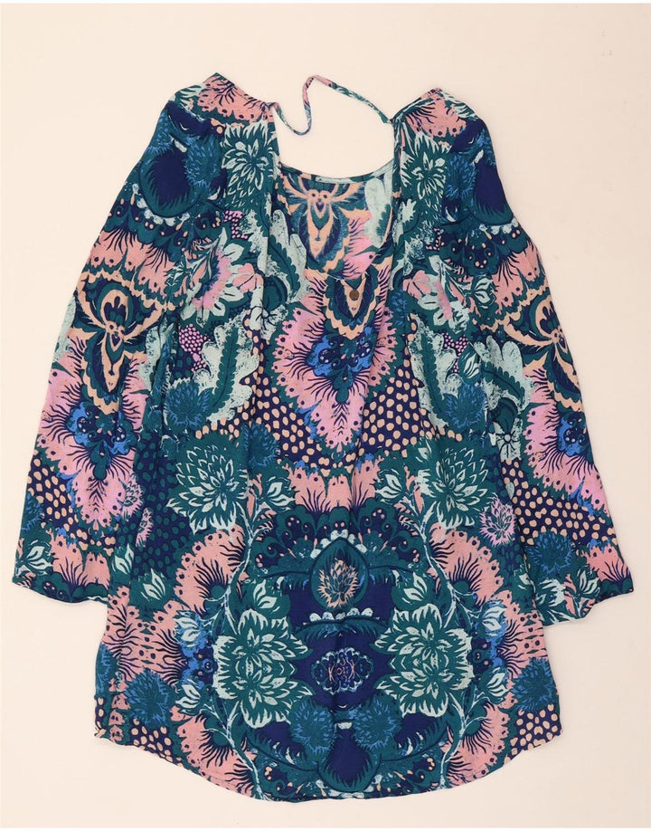 BILLABONG Womens Long Sleeve Tunic Dress UK 12 Medium Multicoloured Floral