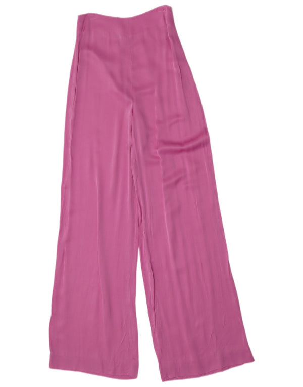 Zara Womens High Waist Wide Leg Casual Trousers Medium W28 L33 Pink
