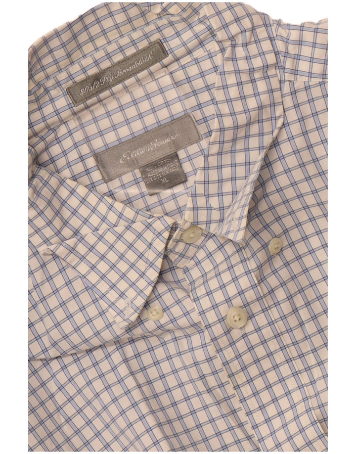 Eddie Bauer Mens Shirt XL White Check Cotton