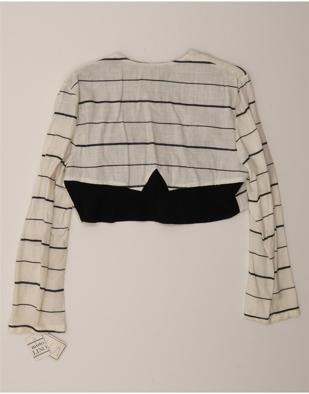 Vintage Womens Double Breasted Bolero Jacket IT 44 Medium White Striped
