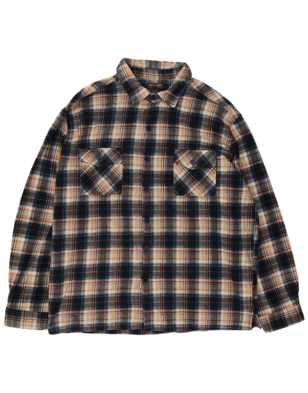 ATLAS FOR MEN Mens Fleece Shirt 3XL Blue Check Polyester