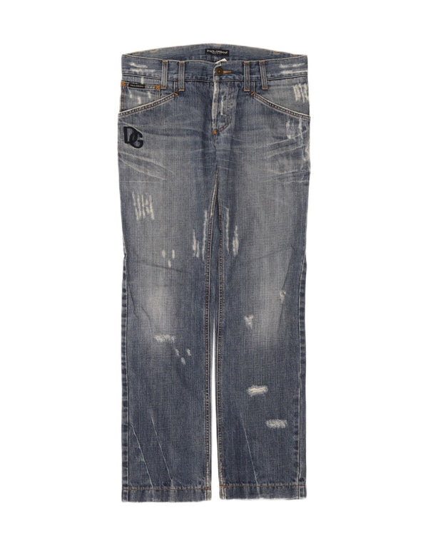 Dolce & Gabbana Mens Distressed Straight Jeans IT 48 Medium W32 L33 Blue