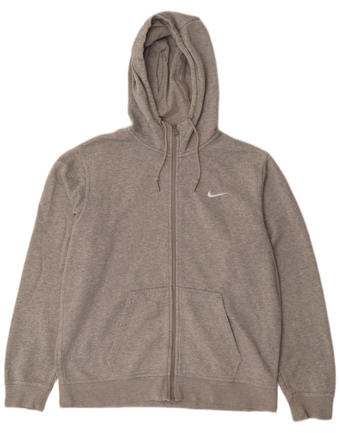 NIKE Mens Zip Hoodie Sweater Large Grey Cotton