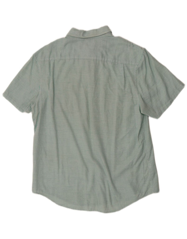 Penguin Mens Heritage Short Sleeve Slim Fit Shirt Large Green Pinstripe