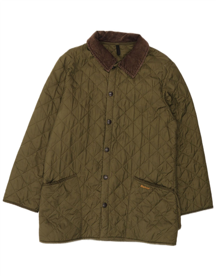 BARBOUR Mens Quilted Jacket UK 40 Large Khaki Polyamide