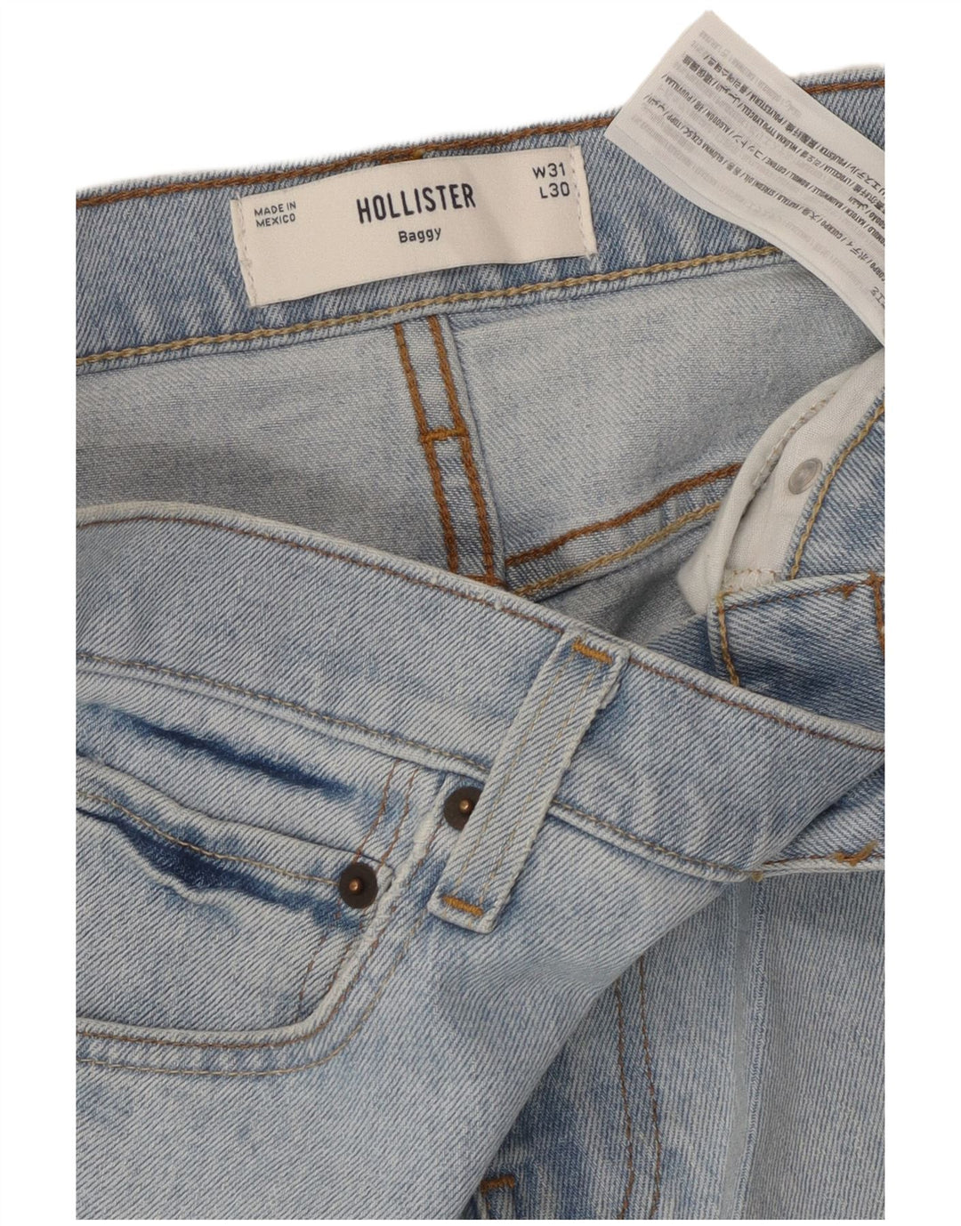 HOLLISTER Mens Baggy Loose Jeans W31 L30 Blue Cotton