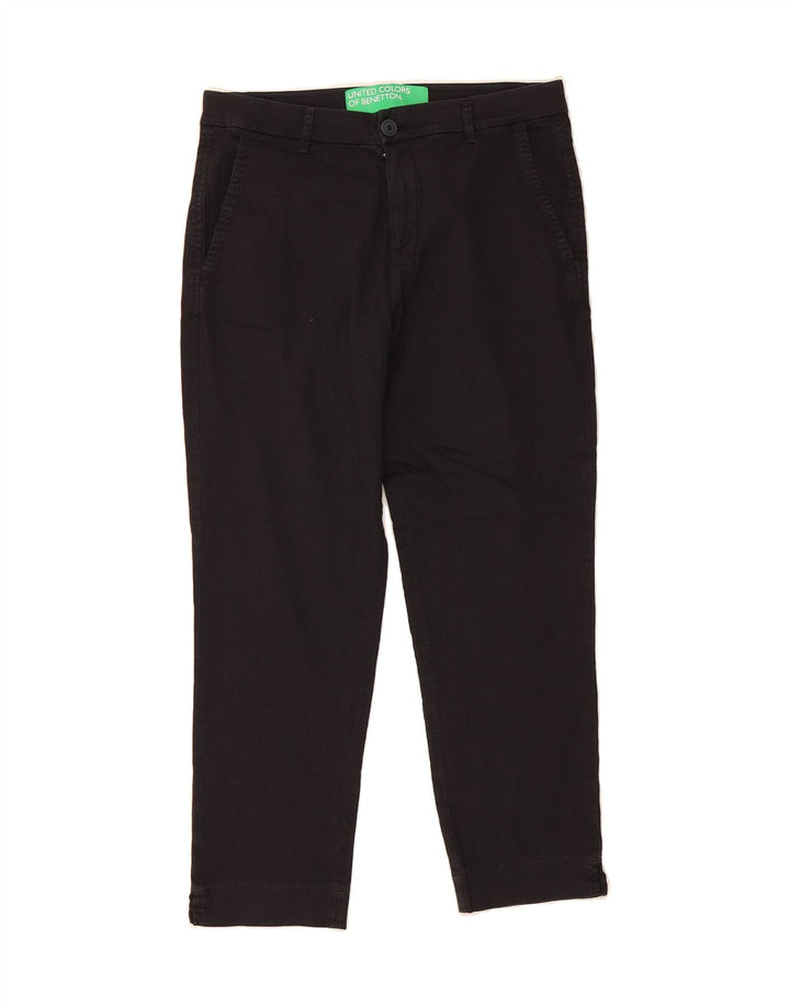 BENETTON Womens Slim Cropped Trousers W30 L24 Black Vintage Benetton and Second-Hand Benetton from Messina Hembry 