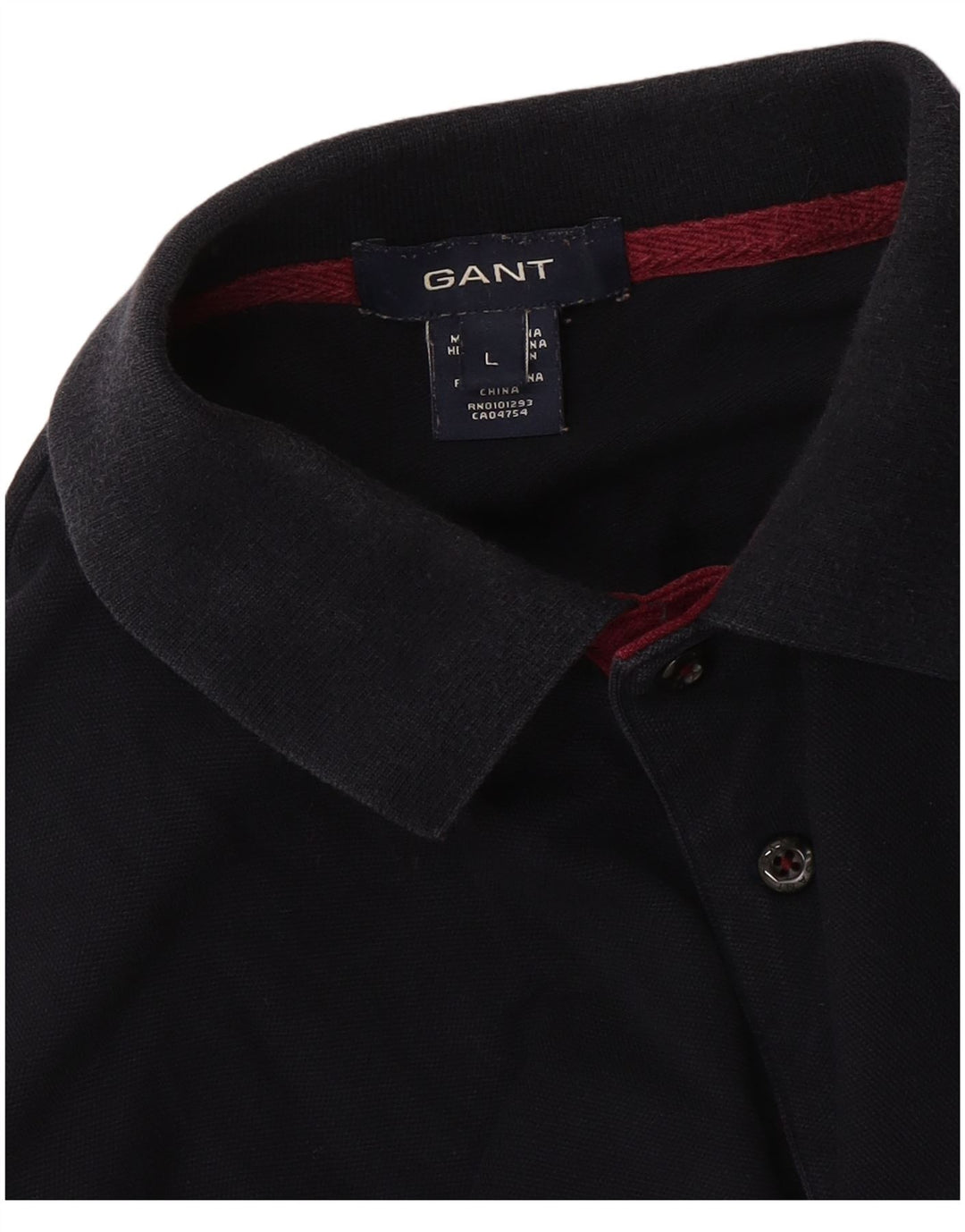 GANT Mens Long Sleeve Polo Shirt Large Navy Blue Cotton