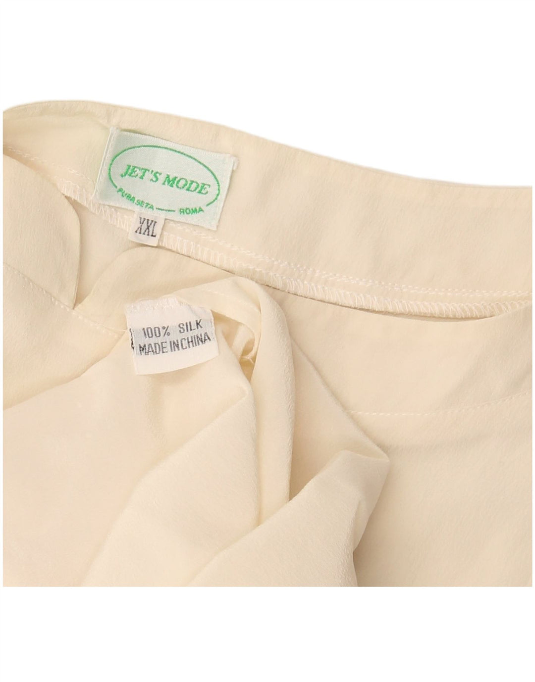 VINTAGE Womens Crop Sleeveless Blouse Top UK 20 2XL Off White Silk