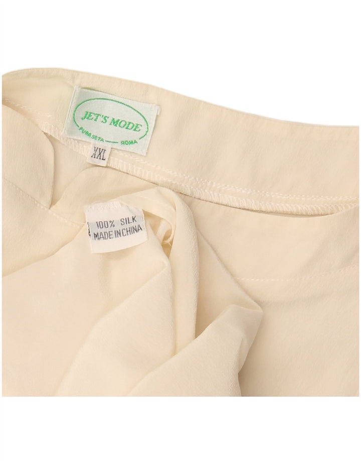 VINTAGE Womens Crop Sleeveless Blouse Top UK 20 2XL Off White Silk