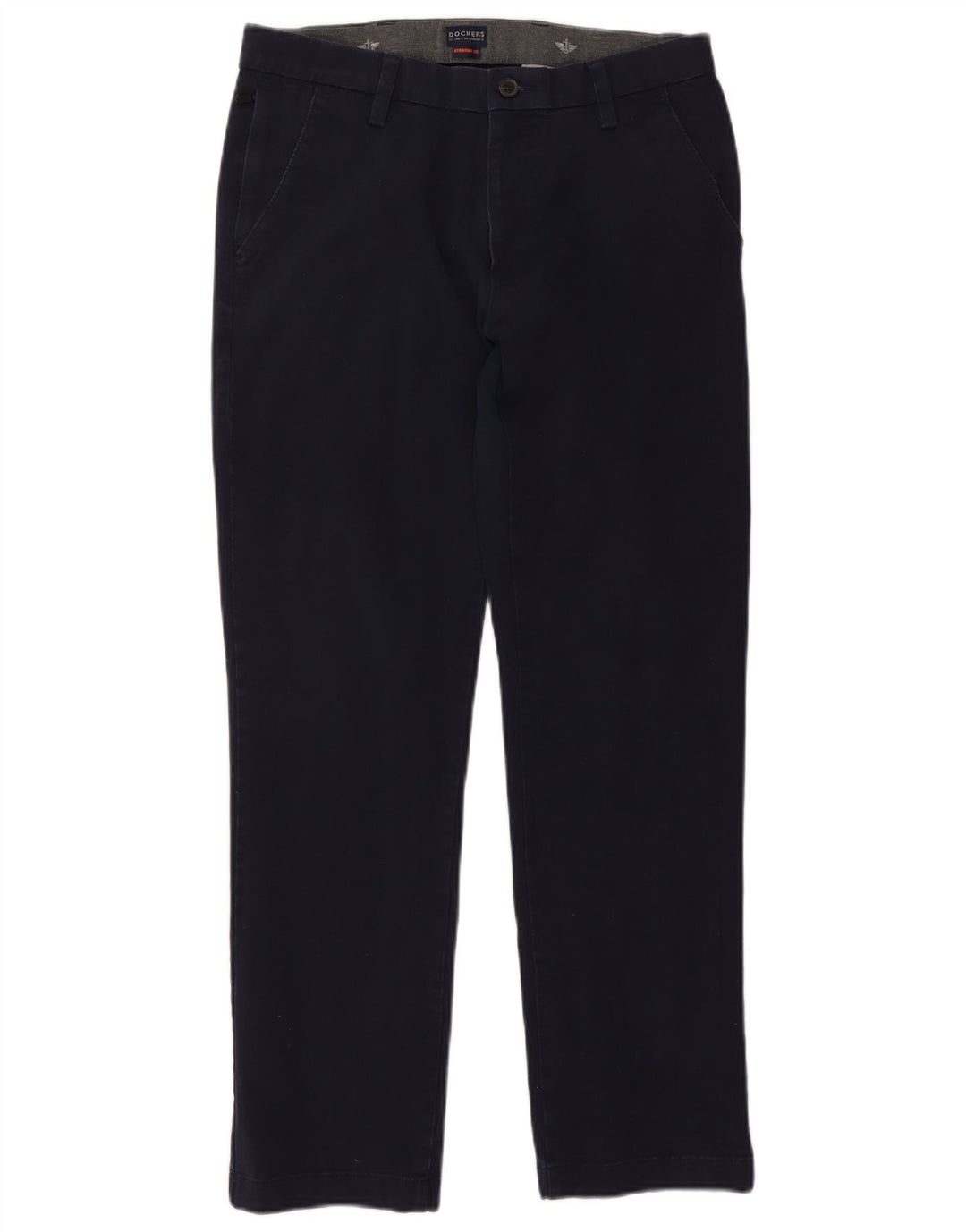DOCKERS Mens Straight Chino Trousers W32 L30 Navy Blue Cotton