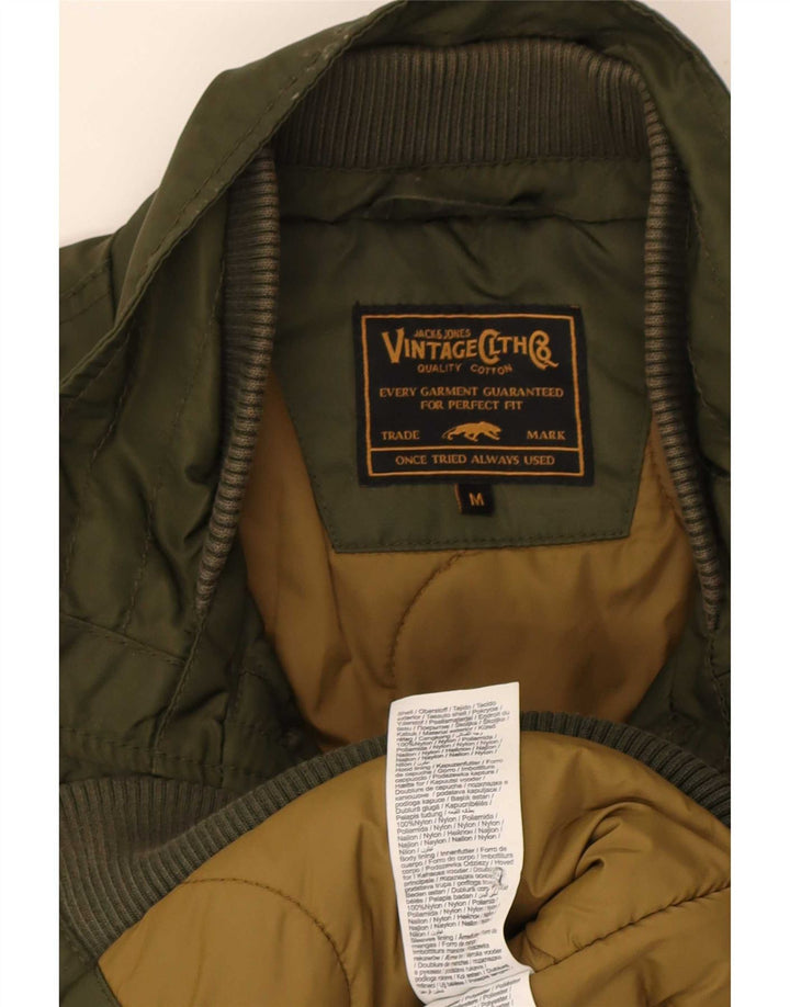 Jack & Jones Mens Bomber Jacket UK 38 Medium Khaki Nylon