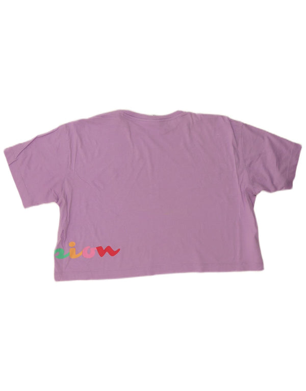 Champion Womens Oversized Crop Graphic T-Shirt Top UK 10 Small Purple