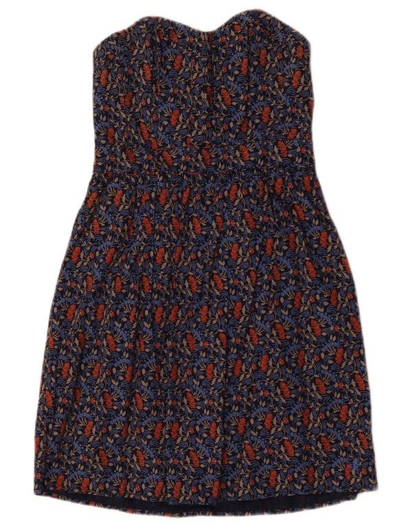 Jack Wills Womens Strapless Dress UK 10 Small Navy Blue Floral Cotton