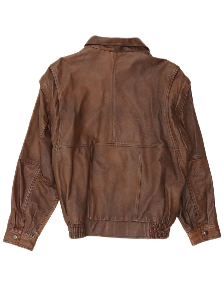 Vintage Mens Leather Jacket UK 38 Medium Brown Leather Retro