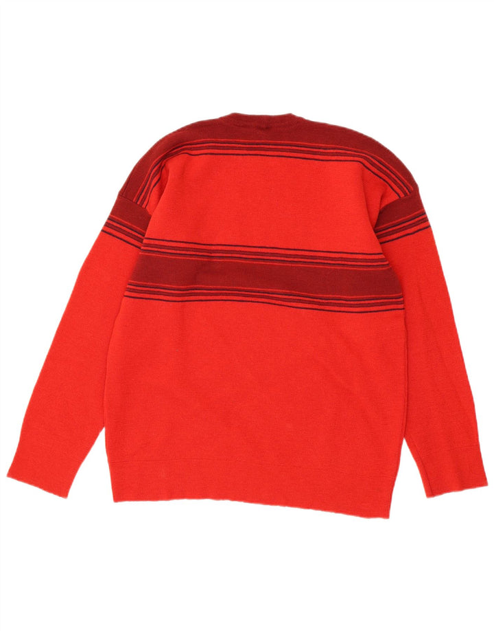 SILVY Womens Crew Neck Jumper Sweater IT 54 3XL Red Striped Virgin Wool