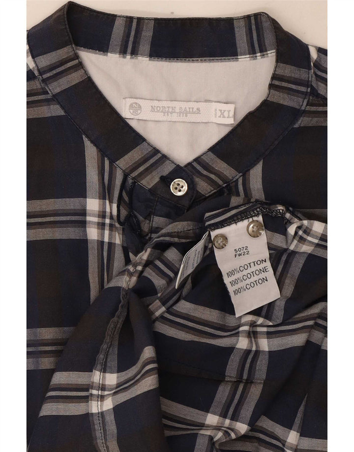 North Sails Womens Ruffle Front Pullover Shirt UK 18 XL Navy Blue Check