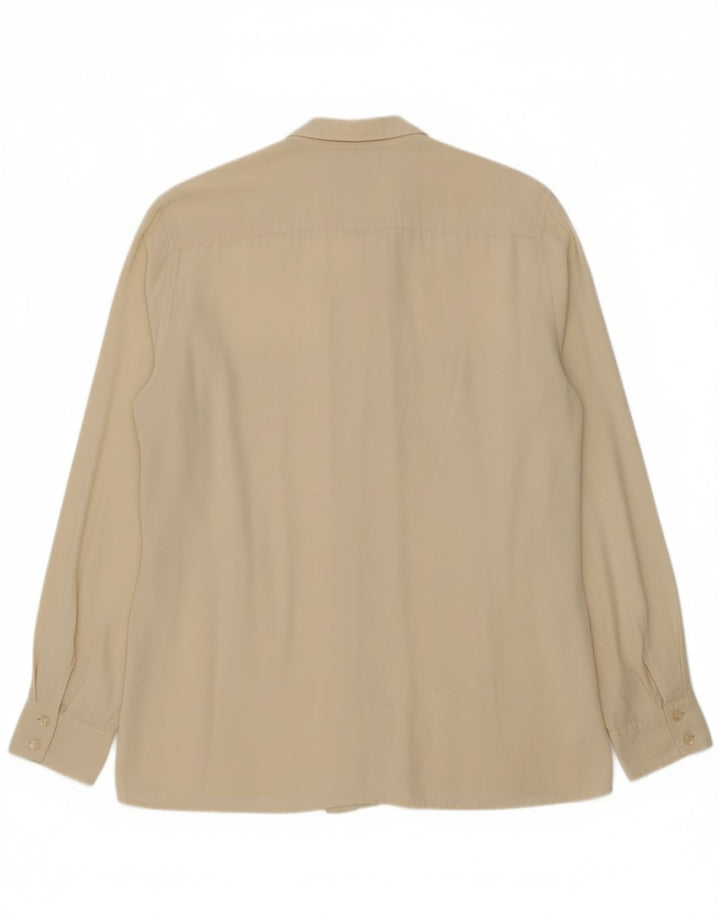 VINTAGE Womens Classic Shirt Blouse UK 14 Medium Beige