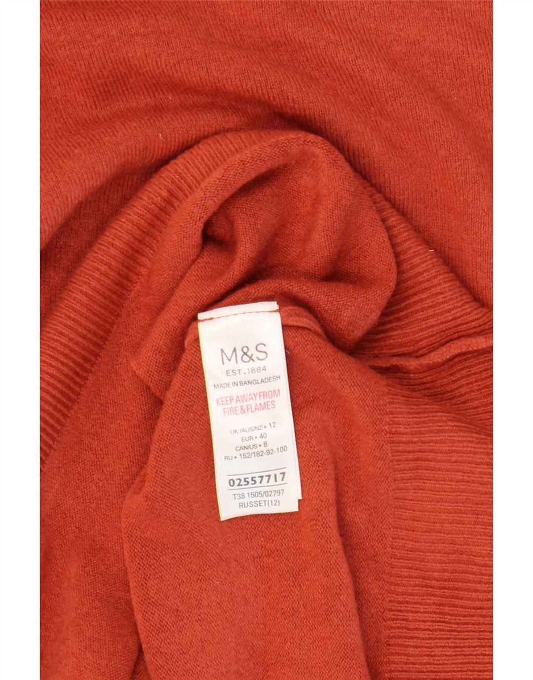 Marks & Spencer Womens Roll Neck Jumper Sweater UK 12 Medium Orange Acrylic