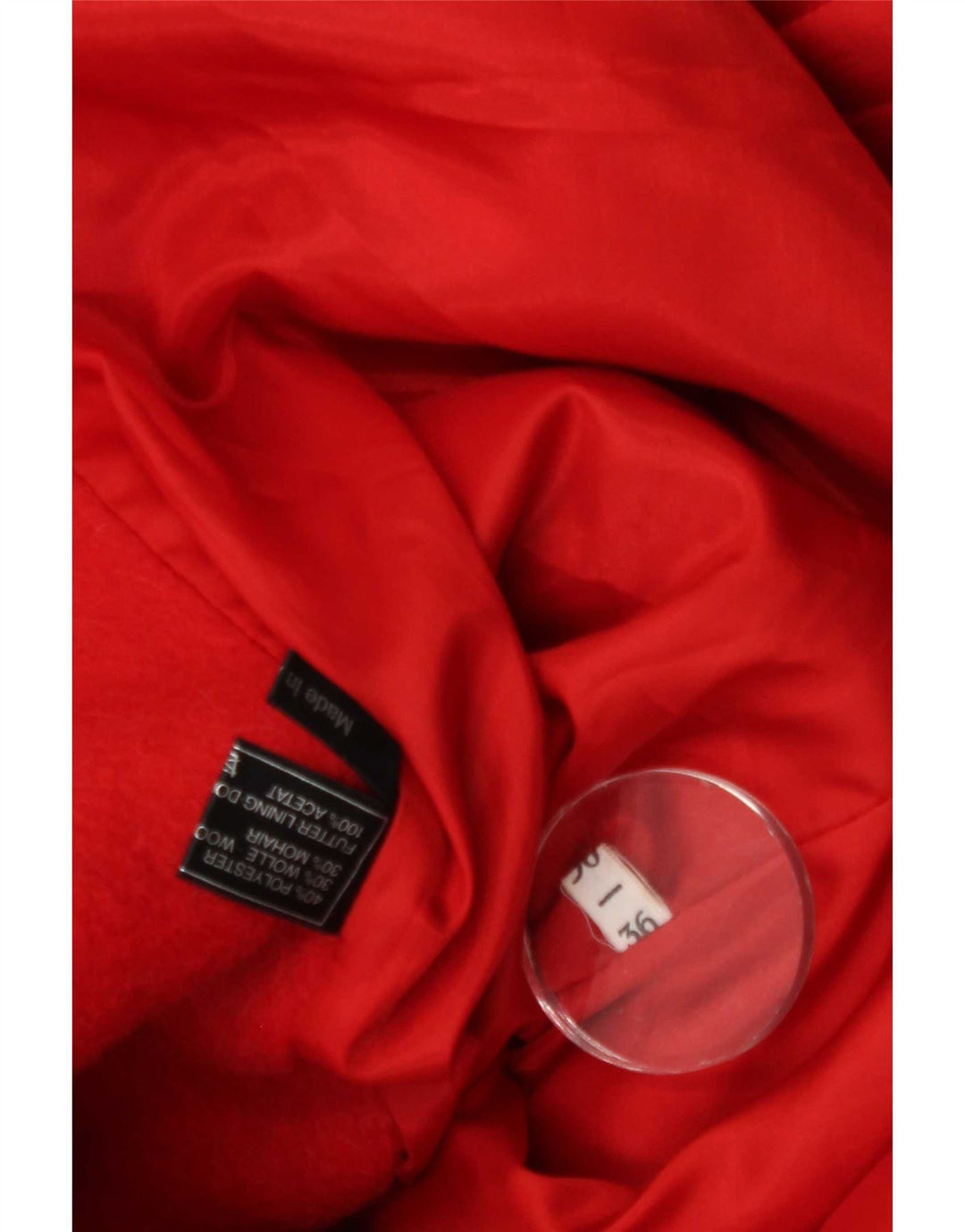 Vintage Womens Military Overcoat EU 36 Small Red Polyester