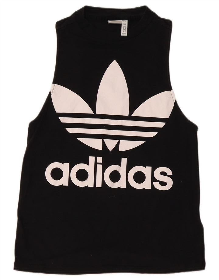 Adidas Womens Graphic Vest Top UK 8 Small Black Cotton