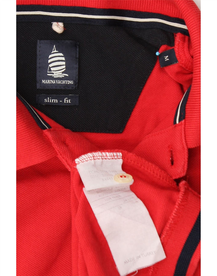 MARINA YACHTING Mens Slim Fit Polo Shirt Medium Red Cotton