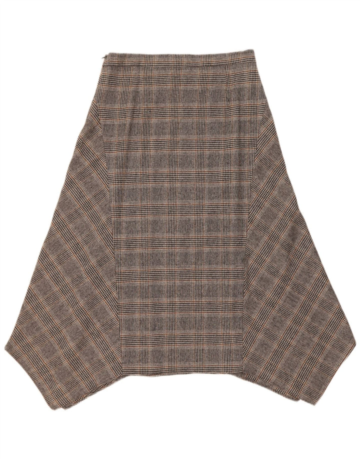 Massimo Dutti Womens Asymmetrical Skirt EU 40 Medium W30 Grey Check Wool