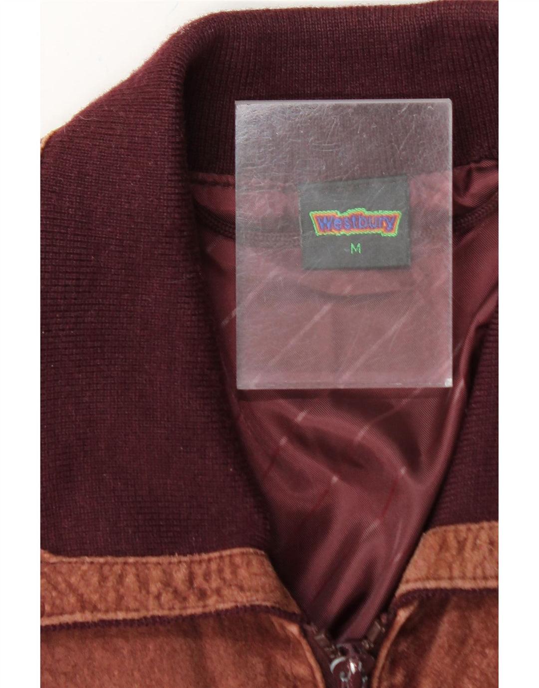 WESTBURY Mens Bomber Jacket UK 38 Medium Burgundy Colourblock Vintage WESTBURY and Second-Hand WESTBURY from Messina Hembry 