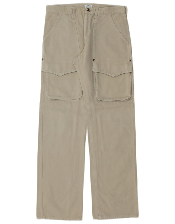 Armani Junior Boys Straight Cargo Trousers 11-12 Years W28 L29 Beige Cotton
