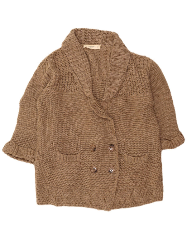 Zara Womens Longline Oversized Cardigan Sweater UK 14 Medium Brown Acrylic