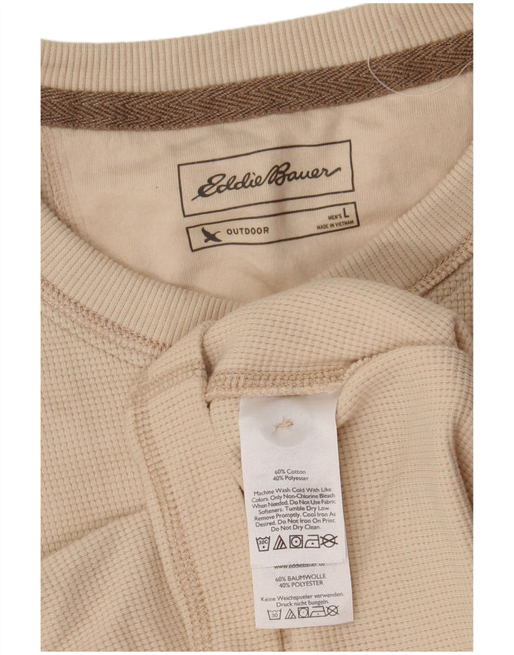 Eddie Bauer Mens Top Long Sleeve Large Beige Cotton